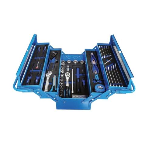KENGUY 77 PIECE 5-TRAY CANTILEVER METAL TOOL SET - BLACK & BLUE